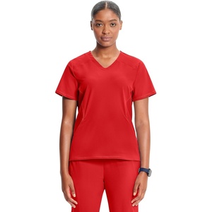 image:imageInfinity by Cherokee Womens VNeck Scrub Top with Kangaroo Pocket HighLow Hem  IN620AFire Bird