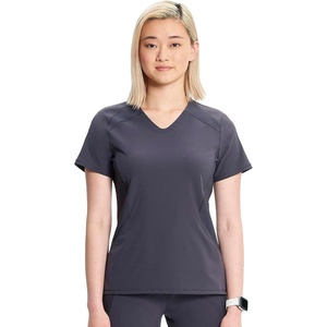 image:imageInfinity by Cherokee Womens VNeck Scrub Top with Kangaroo Pocket HighLow Hem  IN620APewter