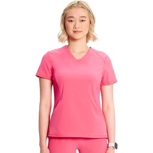 image:imageInfinity by Cherokee Womens VNeck Scrub Top with Kangaroo Pocket HighLow Hem  IN620APower Pink