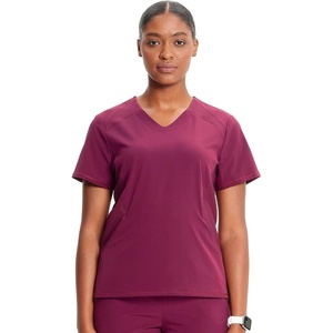 image:imageInfinity by Cherokee Womens VNeck Scrub Top with Kangaroo Pocket HighLow Hem  IN620AWine