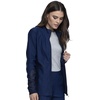 image:imageCherokee Form Warm Up Scrub Jacket for Women Zip Front Mock NeckNavy