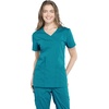 image:imageCherokee WW Professionals Scrub Tops Women Mock Wrap 3 PocketsTeal Blue