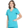 image:imageCherokee WW Professionals Scrub Tops Women Mock Wrap 3 PocketsTeal Blue