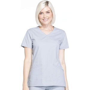 image:imageCherokee WW Professionals Scrub Tops Women Mock Wrap 3 PocketsGrey