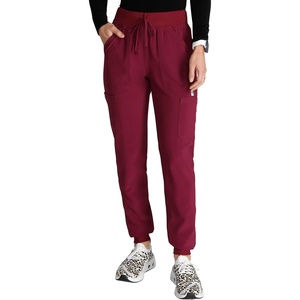 image:imageCherokee Womens Scrub Jogger Pants Natural Rise with 4 Pockets and Drawstring Waistband  CK249AWine