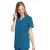 image:imageCherokee Women Scrubs Top Workwear Originals Mock Wrap Tunic 4801Caribbean Blue