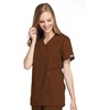 image:imageCherokee Women Scrubs Top Workwear Originals Mock Wrap Tunic 4801Chocolate