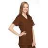 image:imageCherokee Women Scrubs Top Workwear Originals Mock Wrap Tunic 4801Chocolate