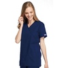 image:imageCherokee Women Scrubs Top Workwear Originals Mock Wrap Tunic 4801Navy