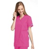 image:imageCherokee Women Scrubs Top Workwear Originals Mock Wrap Tunic 4801Shocking Pink