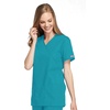 image:imageCherokee Women Scrubs Top Workwear Originals Mock Wrap Tunic 4801Teal Blue