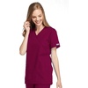 image:imageCherokee Women Scrubs Top Workwear Originals Mock Wrap Tunic 4801Wine