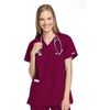 image:imageCherokee Women Scrubs Top Workwear Originals Mock Wrap Tunic 4801Wine