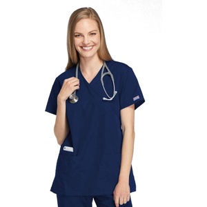 image:imageCherokee Women Scrubs Top Workwear Originals Mock Wrap Tunic 4801Navy
