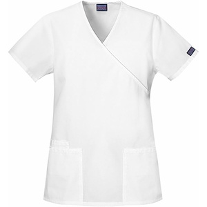 image:imageCherokee Women Scrubs Top Workwear Originals Mock Wrap Tunic 4801White