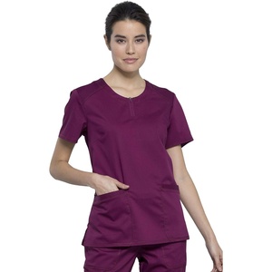image:imageCherokee Workwear Revolution Women Scrubs Top Round Neck Front ZipWine