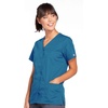 image:imageCherokee Womens Workwear Snap Front VNeck Scrubs ShirtCaribbean Blue