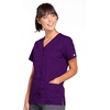 image:imageCherokee Womens Workwear Snap Front VNeck Scrubs ShirtEggplant