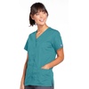 image:imageCherokee Womens Workwear Snap Front VNeck Scrubs ShirtTeal Blue