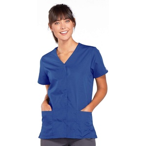 image:imageCherokee Womens Workwear Snap Front VNeck Scrubs ShirtRoyal