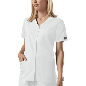 image:imageCherokee Womens Workwear Snap Front VNeck Scrubs ShirtWhite