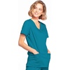 image:imageCherokee Core Stretch Scrub Tops Women Mock Wrap 3 PocketsCaribbean Blue