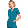 image:imageCherokee Core Stretch Scrub Tops Women Mock Wrap 3 PocketsCaribbean Blue