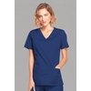 image:imageCherokee Core Stretch Scrub Tops Women Mock Wrap 3 PocketsNavy