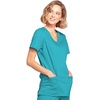 image:imageCherokee Core Stretch Scrub Tops Women Mock Wrap 3 PocketsTeal Blue