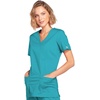 image:imageCherokee Core Stretch Scrub Tops Women Mock Wrap 3 PocketsTeal Blue