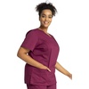 image:imageCherokee Core Stretch Scrub Tops Women Mock Wrap 3 PocketsWine