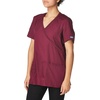 image:imageCherokee Core Stretch Scrub Tops Women Mock Wrap 3 PocketsWine