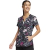image:imageCherokee Infinity Women Scrubs Top Round Neck Zip Front Print CK772