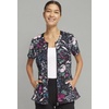 image:imageCherokee Infinity Women Scrubs Top Round Neck Zip Front Print CK772