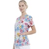 image:imageCherokee Prints Women Scrubs Top Mock Wrap CK614Watercolor Blossoms