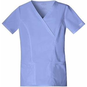 image:imageCherokee Core Stretch Scrub Tops Women Mock Wrap 3 PocketsCiel