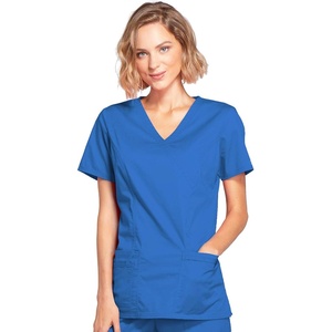 image:imageCherokee Core Stretch Scrub Tops Women Mock Wrap 3 PocketsRoyal