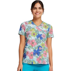 image:imageCherokee Prints Women Scrubs Top Mock Wrap CK614Retro Buds
