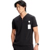 image:imageCherokee Infinity Mens Scrubs Top V Neck Partial Zip with 2 PocketsBlack