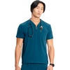 image:imageCherokee Infinity Mens Scrubs Top V Neck Partial Zip with 2 PocketsCaribbean Blue