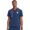 image:imageCherokee Infinity Mens Scrubs Top V Neck Partial Zip with 2 PocketsNavy