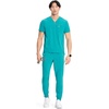 image:imageCherokee Infinity Mens Scrubs Top V Neck Partial Zip with 2 PocketsTeal Blue