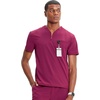 image:imageCherokee Infinity Mens Scrubs Top V Neck Partial Zip with 2 PocketsWine