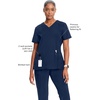 image:imageCherokee Infinity Scrub Tops Women VNeck Slim Fit 2 Pocket 360 StretchNavy