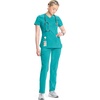 image:imageCherokee Infinity Scrub Tops Women VNeck Slim Fit 2 Pocket 360 StretchTeal Blue