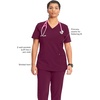 image:imageCherokee Infinity Scrub Tops Women VNeck Slim Fit 2 Pocket 360 StretchWine
