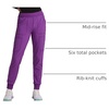 image:imageCherokee Infinity Womens Mid Rise Jogger Scrub Pants RibKnit Waist 6 Pockets 360 Stretch MoistureWicking  CK080ABright Violet