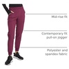image:imageCherokee Infinity Womens Mid Rise Jogger Scrub Pants RibKnit Waist 6 Pockets 360 Stretch MoistureWicking  CK080AWine