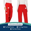 image:imageCherokee WW Revolution Scrub Pants for Women Mid Rise Flare Pant 5 PocketsRed