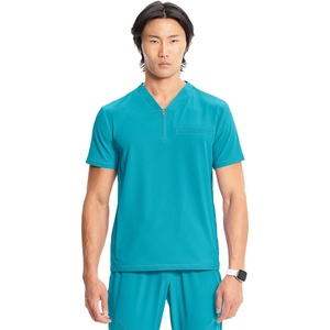 image:imageCherokee Infinity Mens Scrubs Top V Neck Partial Zip with 2 PocketsAquaturque